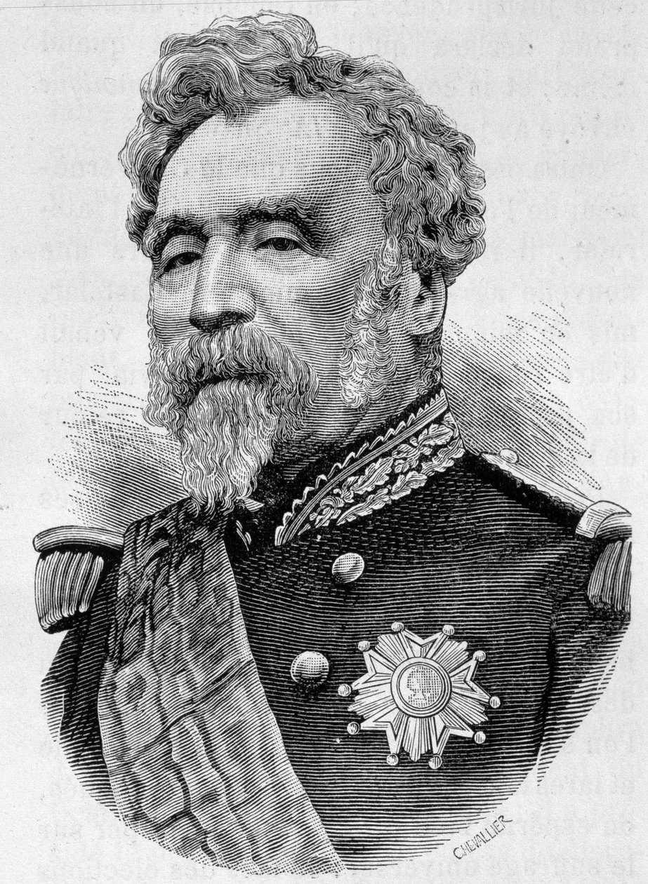Porträtt av General de la Motterouge. Gravyr från slutet av 1800-talet i "Histoire de France"" av H. Martin. av Unknown artist