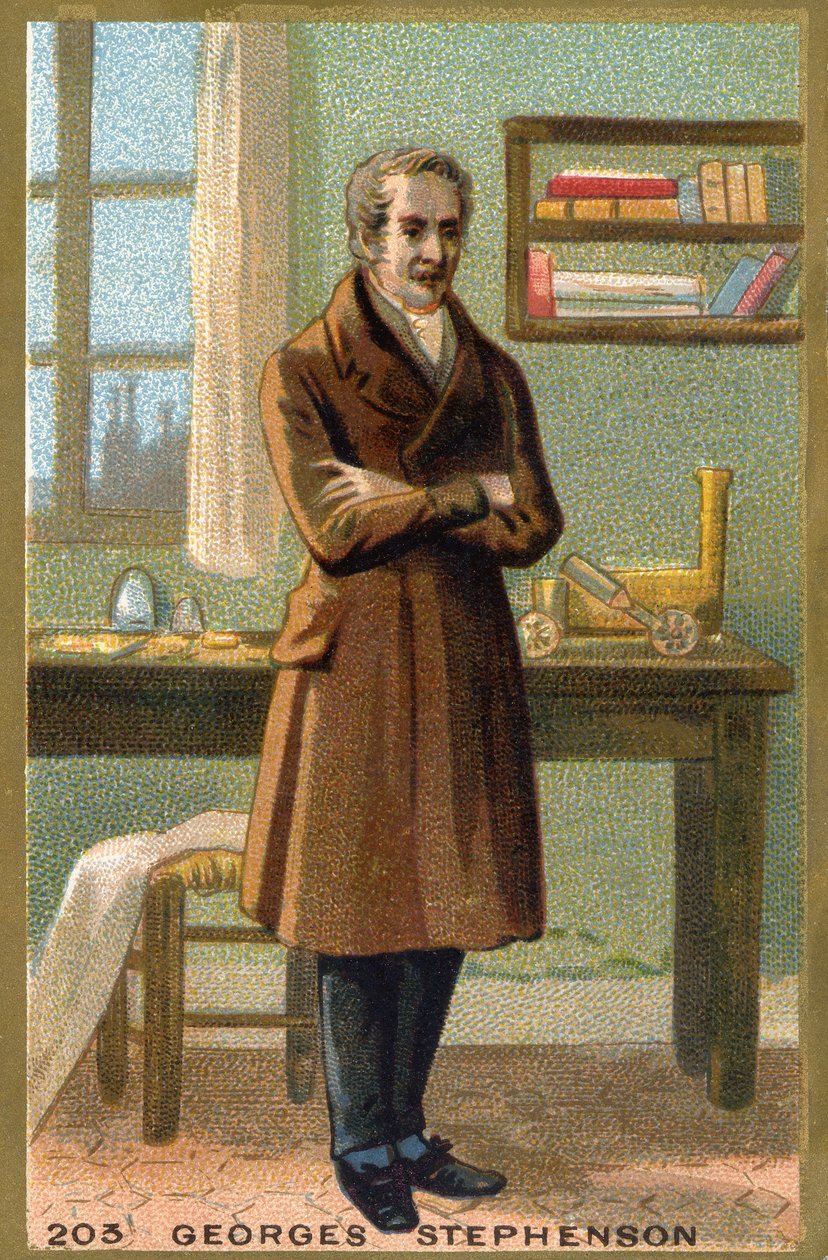 Porträtt av George Stephenson (1781-1848), brittisk ingenjör. av Unknown artist