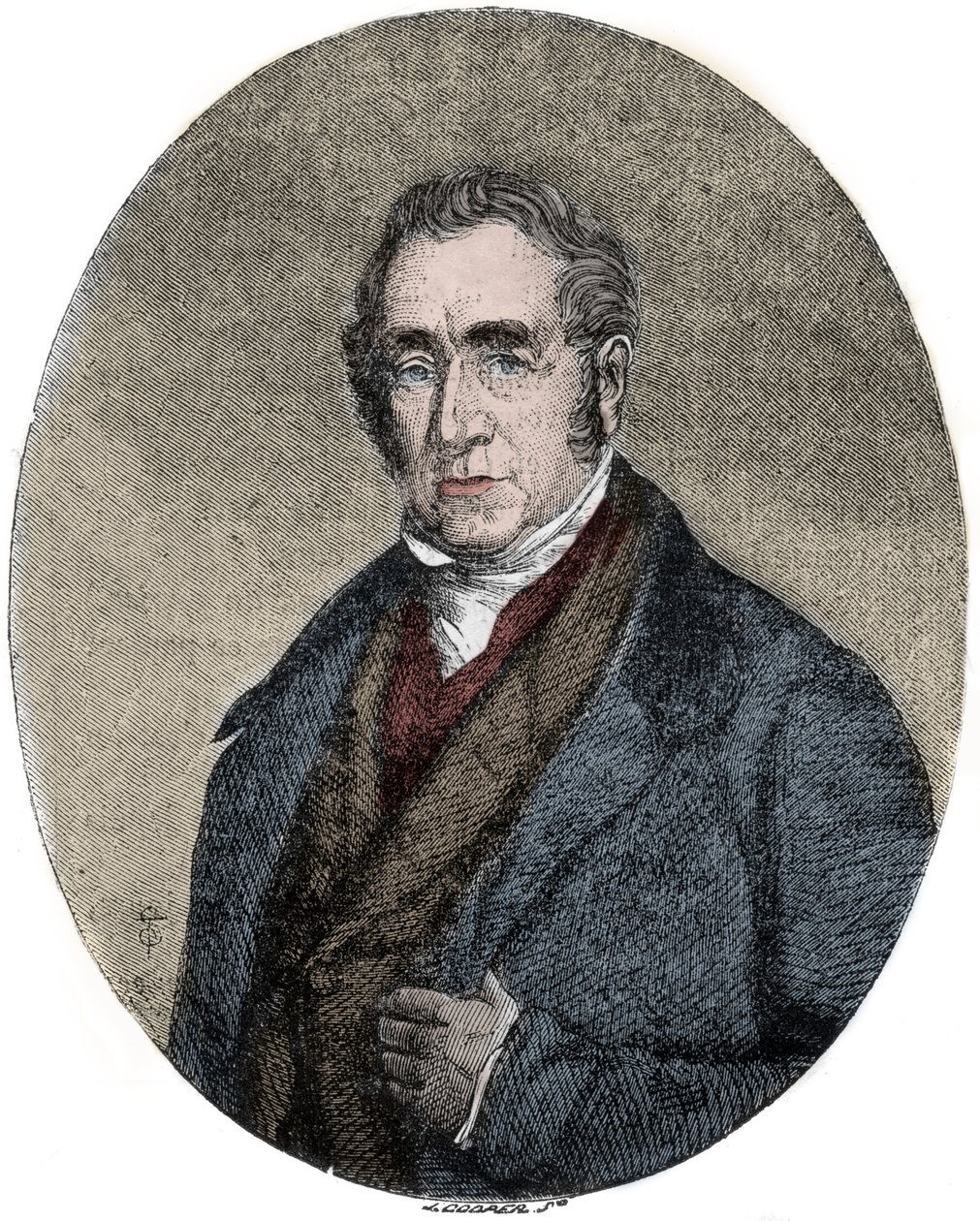 Porträtt av George Stephenson (1781-1848), brittisk ingenjör och pionjär inom järnvägslokomotiv av Unknown artist