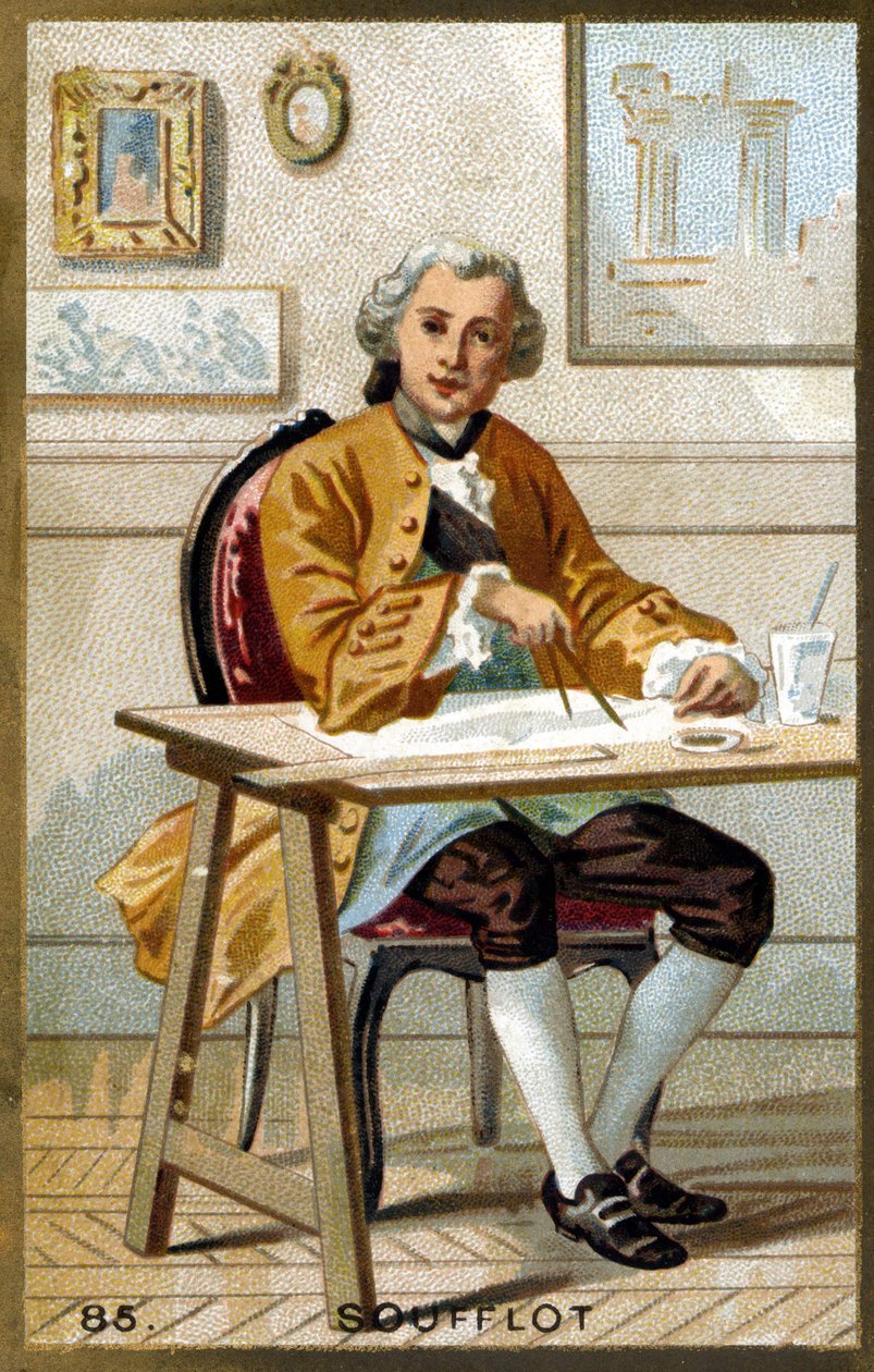 Porträtt av Germain soufflot (1713 - 1780), fransk arkitekt. Kromolitografi från slutet av 1800-talet. av Unknown artist