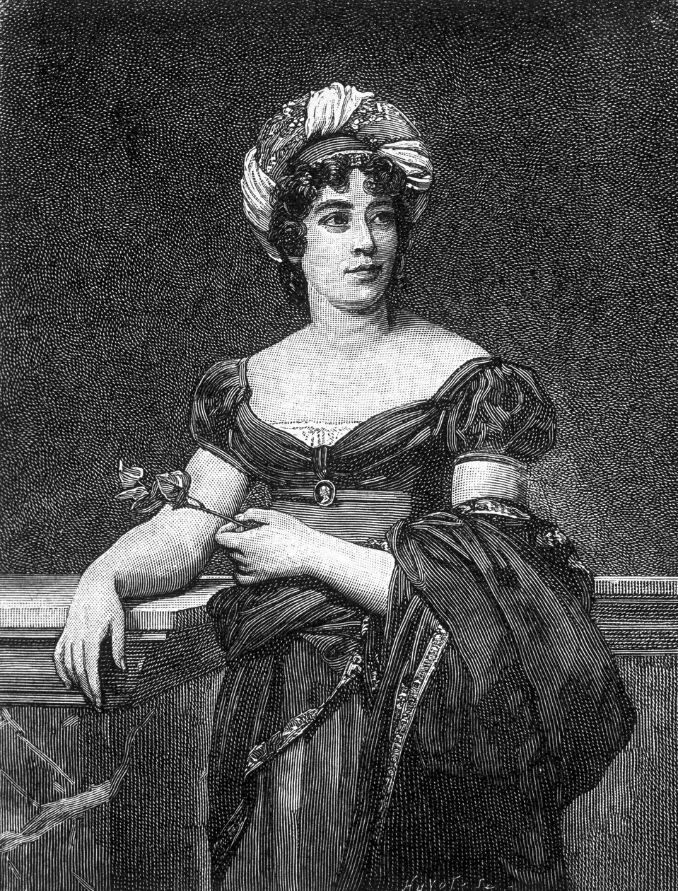 Porträtt av Germaine Necker, baronessan av Staël-Holstein, känd som Madame de Staël (1766 - 1817), fransk författare. av Unknown artist