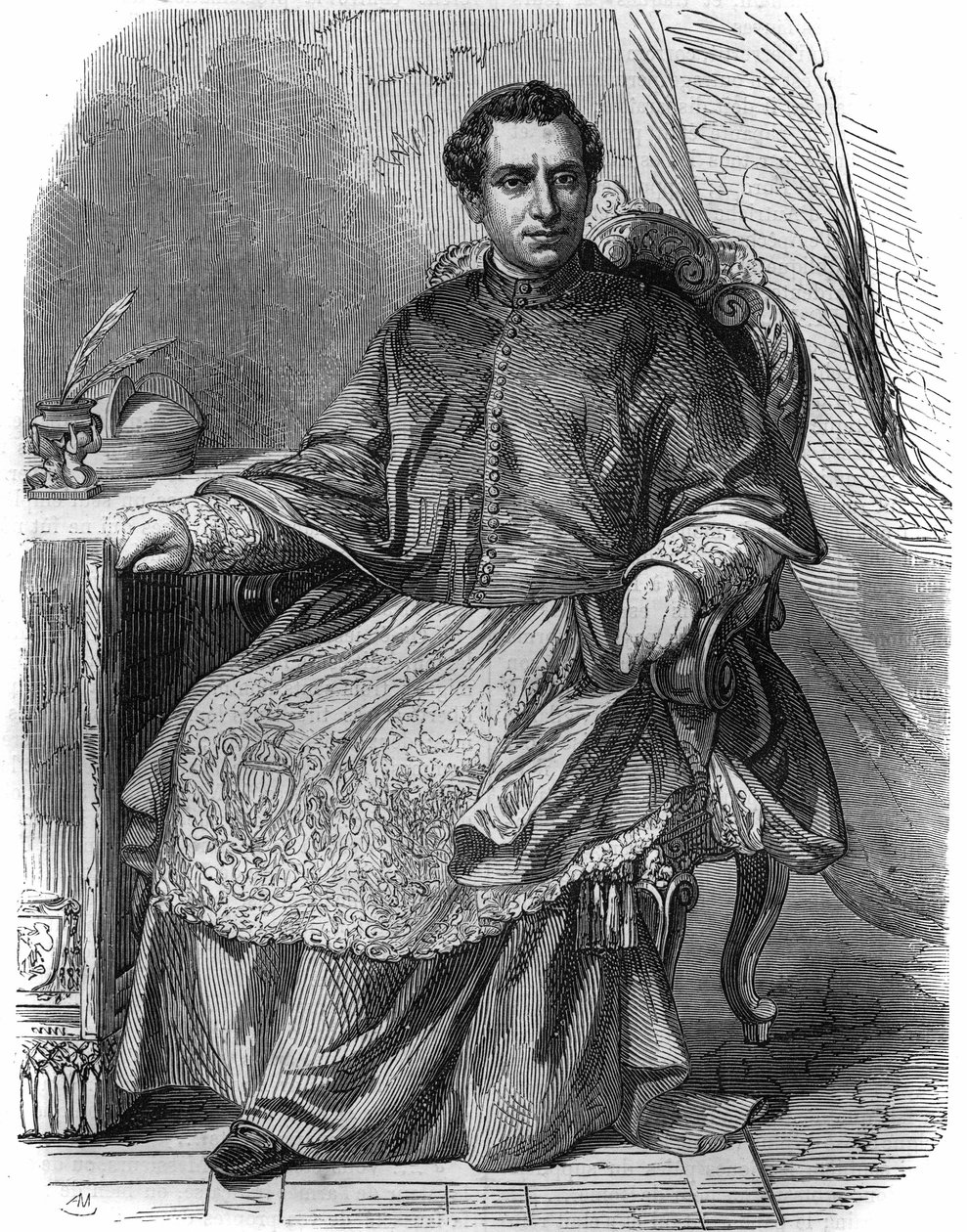 Porträtt av Giacomo Antonelli (1808-1878), italiensk kardinal och statssekreterare för den påvliga regeringen. av Unknown artist