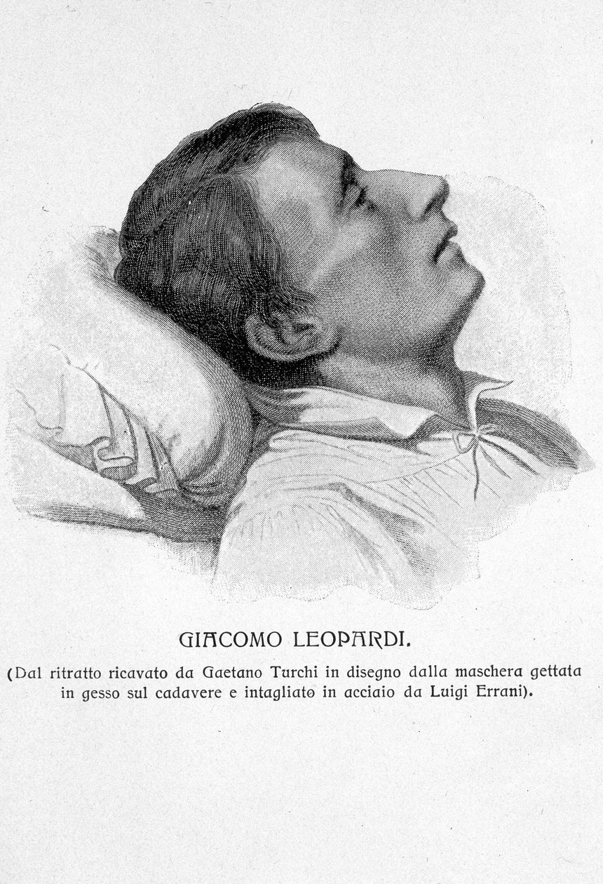 Porträtt av Giacomo Leopardi på sin dödsbädd av Unknown artist