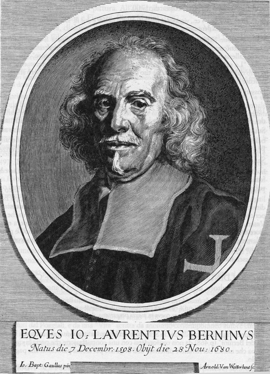 Porträtt av Gian Lorenzo (Gianlorenzo) Bernini känd som The Bernini (1598-1680) (1598 - 1680), italiensk skulptör, målare och arkitekt. Gravyr av Arnold Van Westerhout från 1682. av Unknown artist