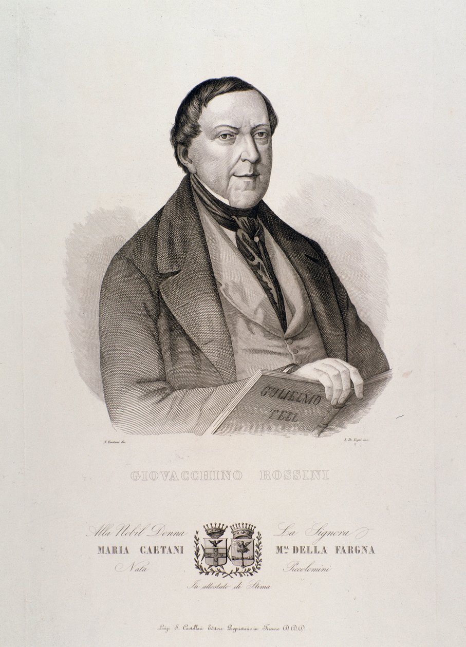 Porträtt av Gioacchino Rossini (gravyr av Unknown artist