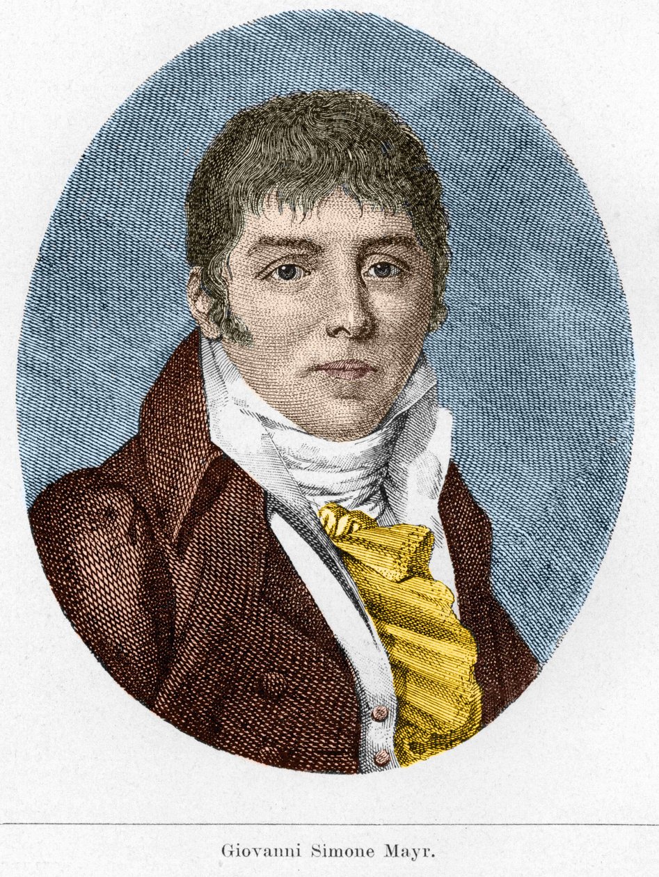 Porträtt av Giovanni Simone Mayr (Johann Simon Mayr), italiensk kompositör (1763-1845) av Unknown artist