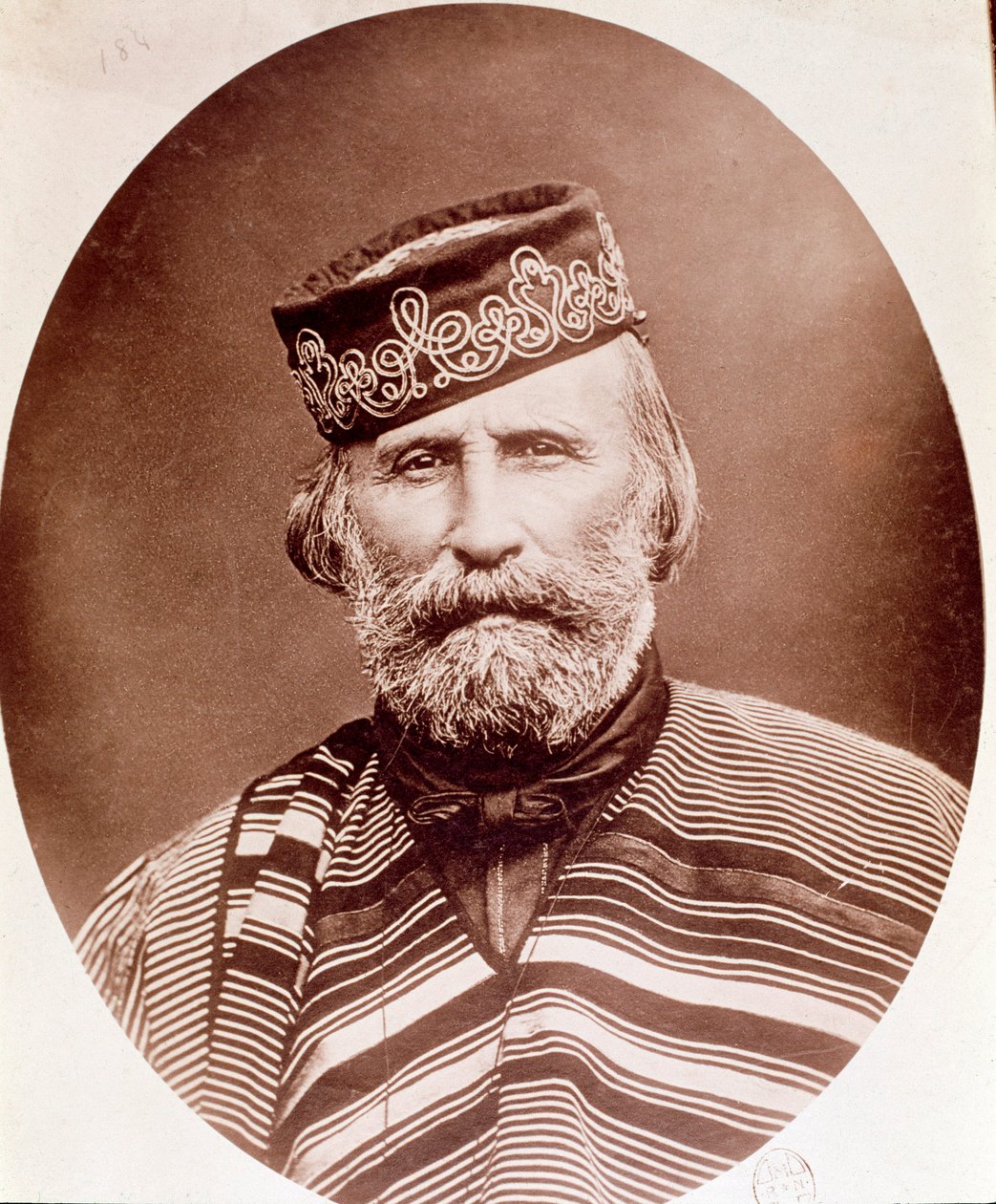 Porträtt av Giuseppe Garibaldi (1807-1882) Fotografi. 1800-talet. Milano, privat samling av Unknown artist