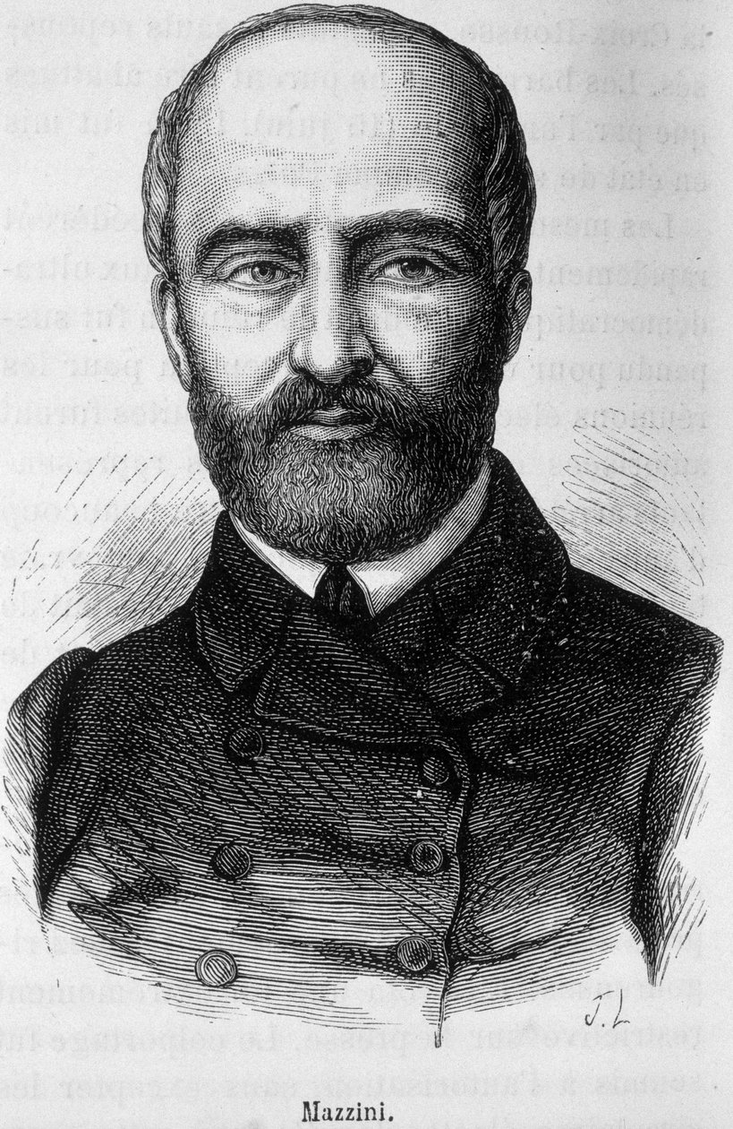 Porträtt av Giuseppe Mazzini, italiensk patriot och revolutionär (1805 eller 1808 - 1872) av Unknown artist