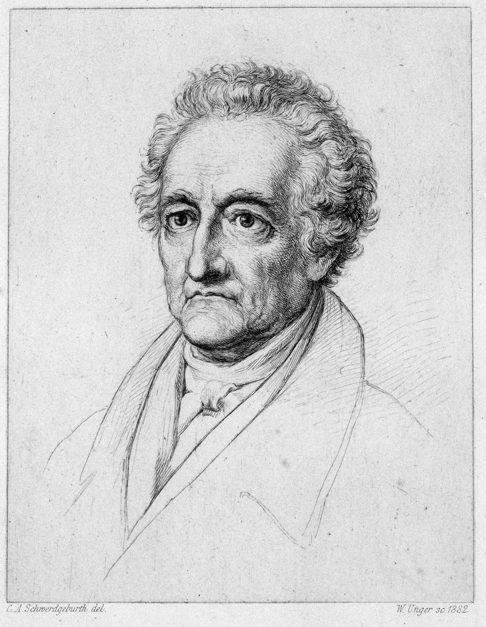 Porträtt av Goethe. 1800-talets kromolitografi. av Unknown artist
