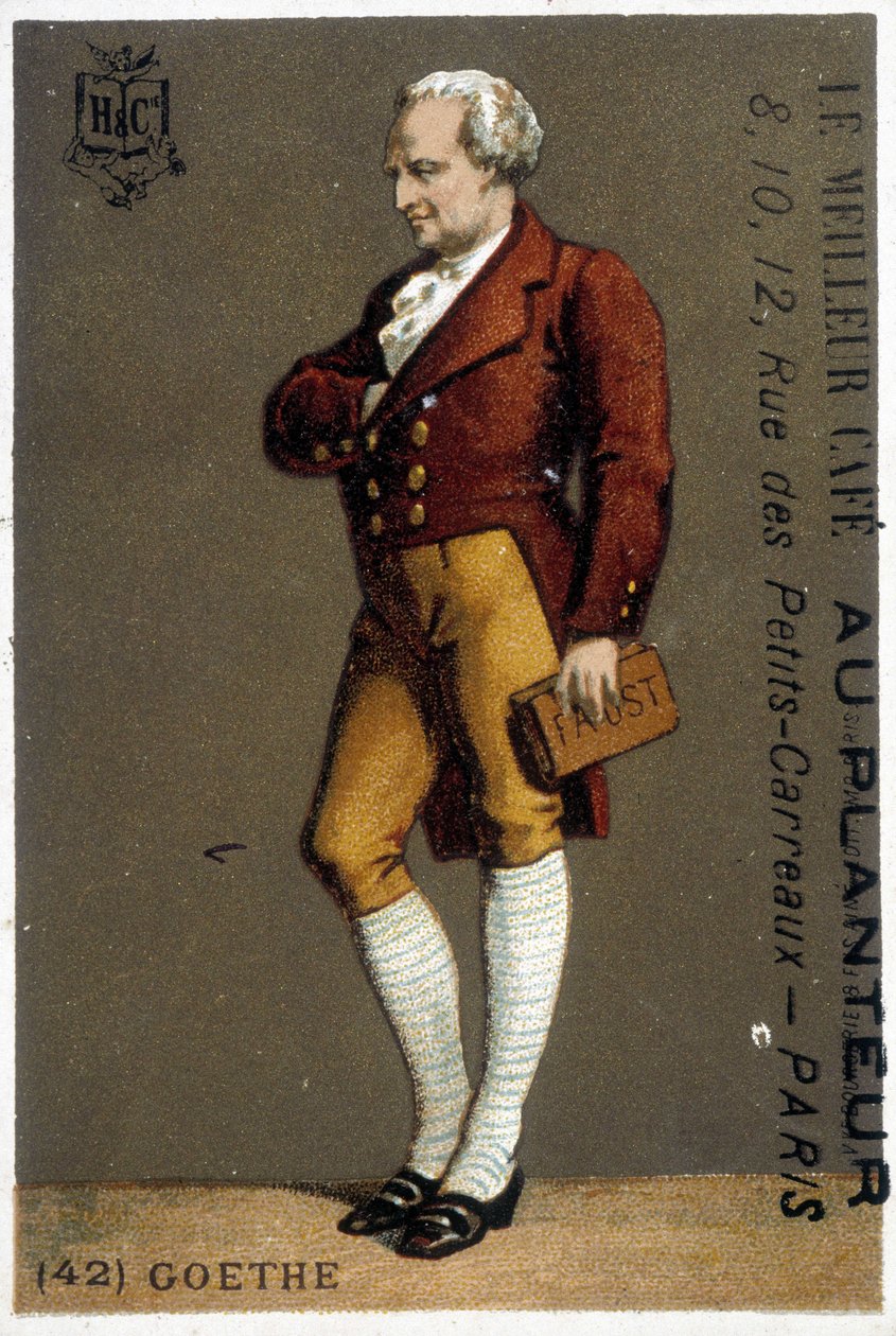 Porträtt av Goethe. Ritning sd. 1800-talet. Porträtt av Goethe i fötter. Ritning sd. 1800-talet. av Unknown artist