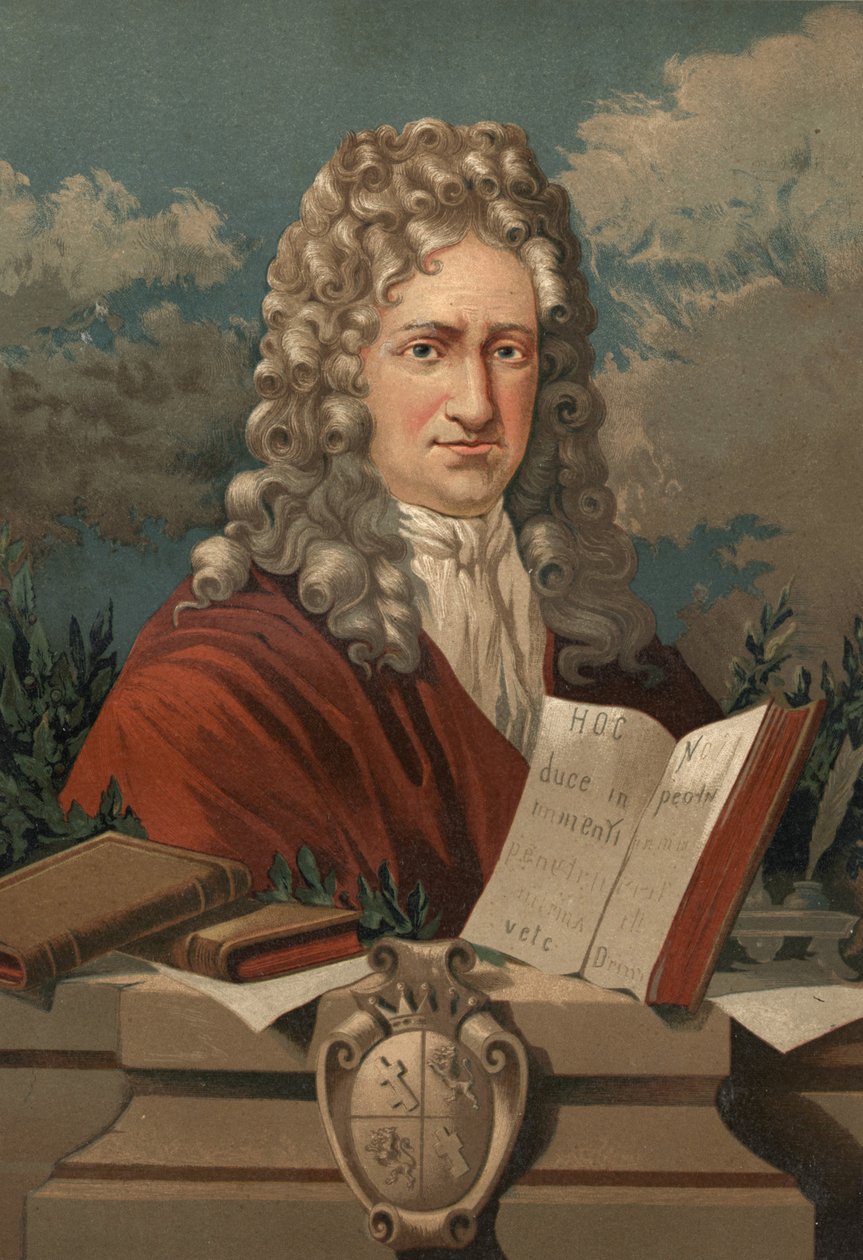 Porträtt av Gottfried Wilhelm Leibniz (1646 - 1716) från "" Science and its Men"" av Louis Figuier. Barcelona 1881 av Unknown artist