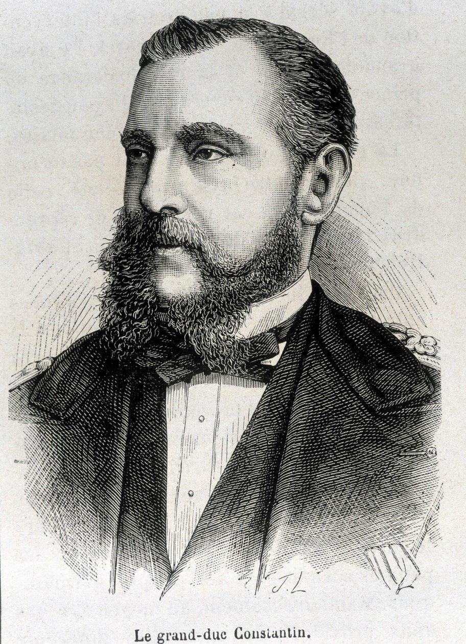 Porträtt av storhertig Konstantin (1779 - 1831), vice kung av Polen. Gravyr från slutet av 1800-talet i "Histoire de France"" av H. Martin. av Unknown artist