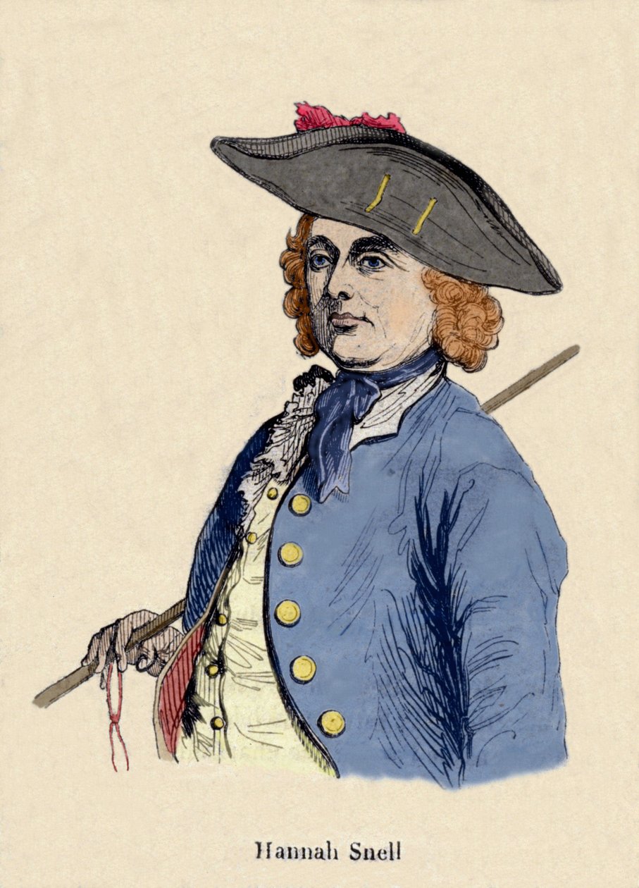Porträtt av Hannah Snell (1723-1792) kvinnlig soldat, var en engelsman som tog rollen som en man för att bli soldat. av Unknown artist