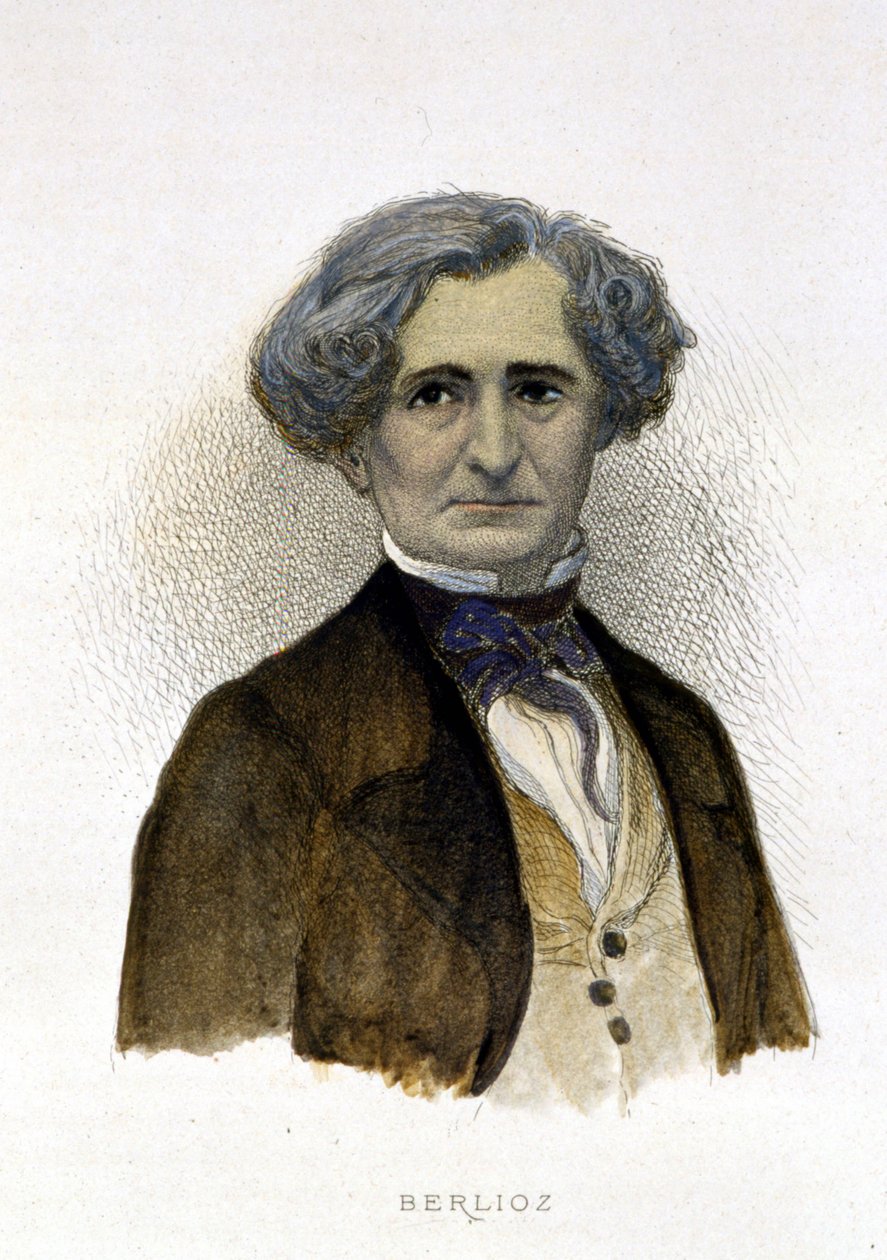 Porträtt av Hector Berlioz (1803-1869) - gravyr av Unknown artist