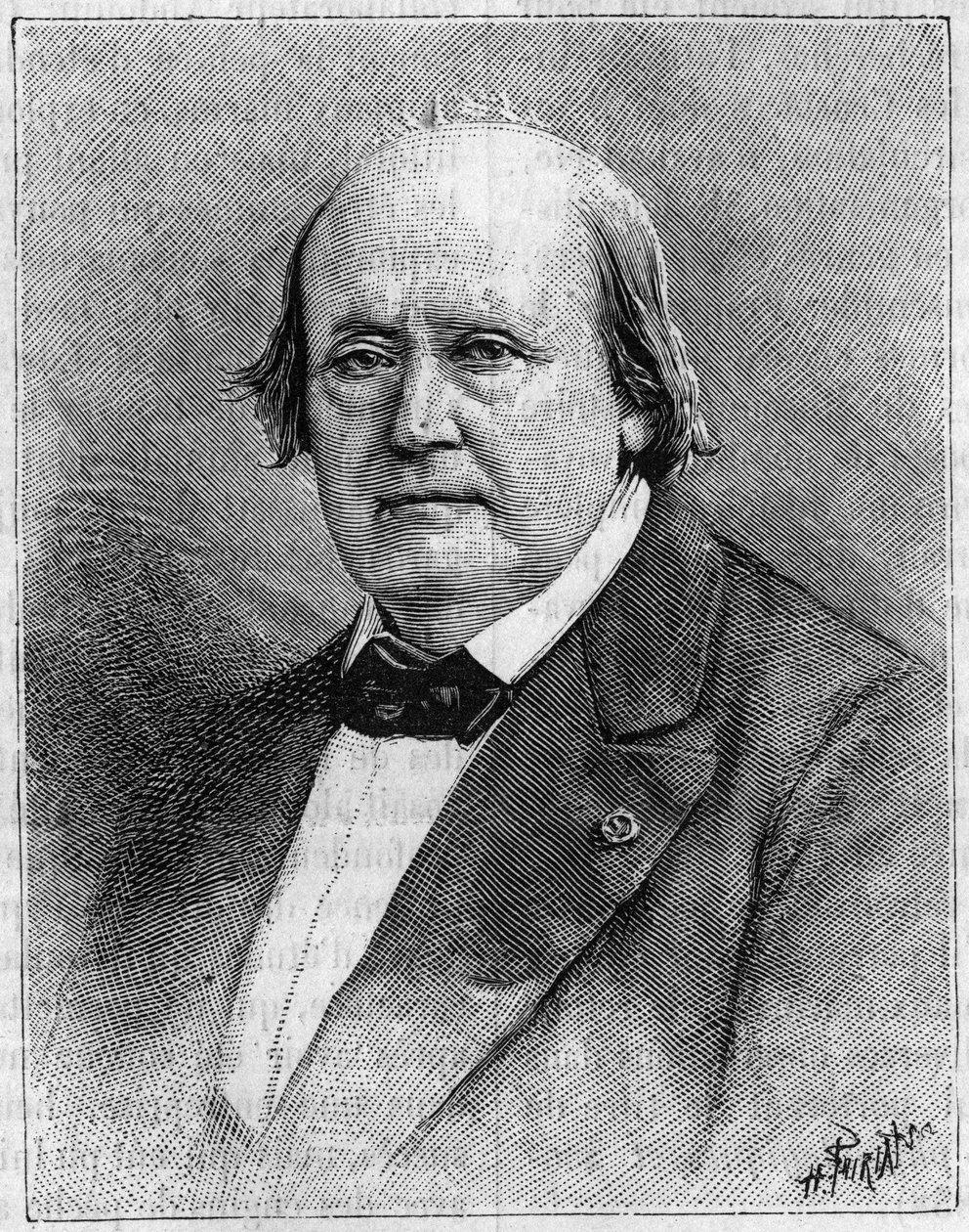 Porträtt av Henri Milne Edwards (Milne-Edwards) (1800-1885), fransk naturforskare. (Från ett fotografi). Gravyr i "" Nature: granskning av vetenskaperna och deras tillämpningar på konst och industri"" av 8 augusti av Unknown artist