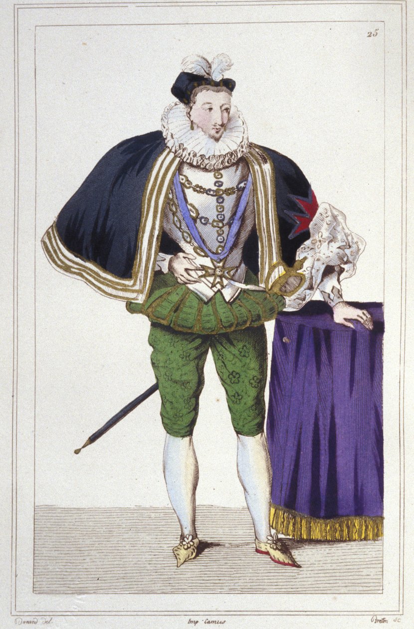 Porträtt av Henrik III (1551 - 1589), kung av Frankrike. gravyr från 1830 av Unknown artist