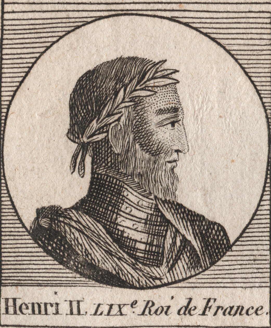Porträtt av Henrik II (1519-1559) Kung av Frankrike - Henrik II (1519-59), kung av Frankrike - gravyr från "Instruction sur l