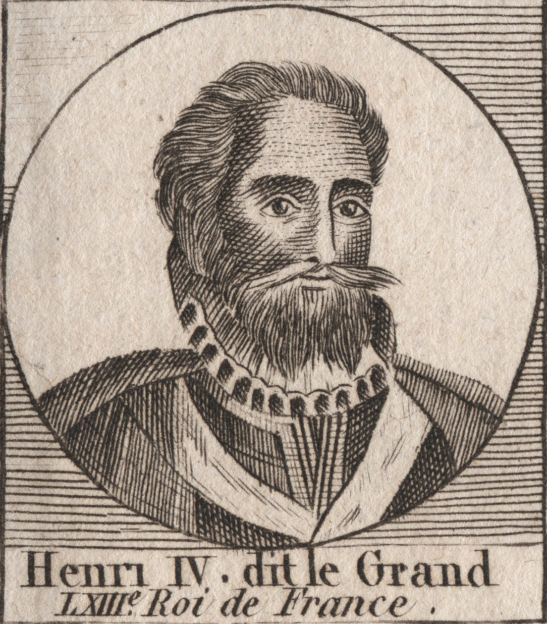 Porträtt av Henrik IV (1553-1610) Kung av Frankrike - Porträtt av Henrik IV (1553-1610) Kung av Frankrike - gravyr från "Instruction sur l