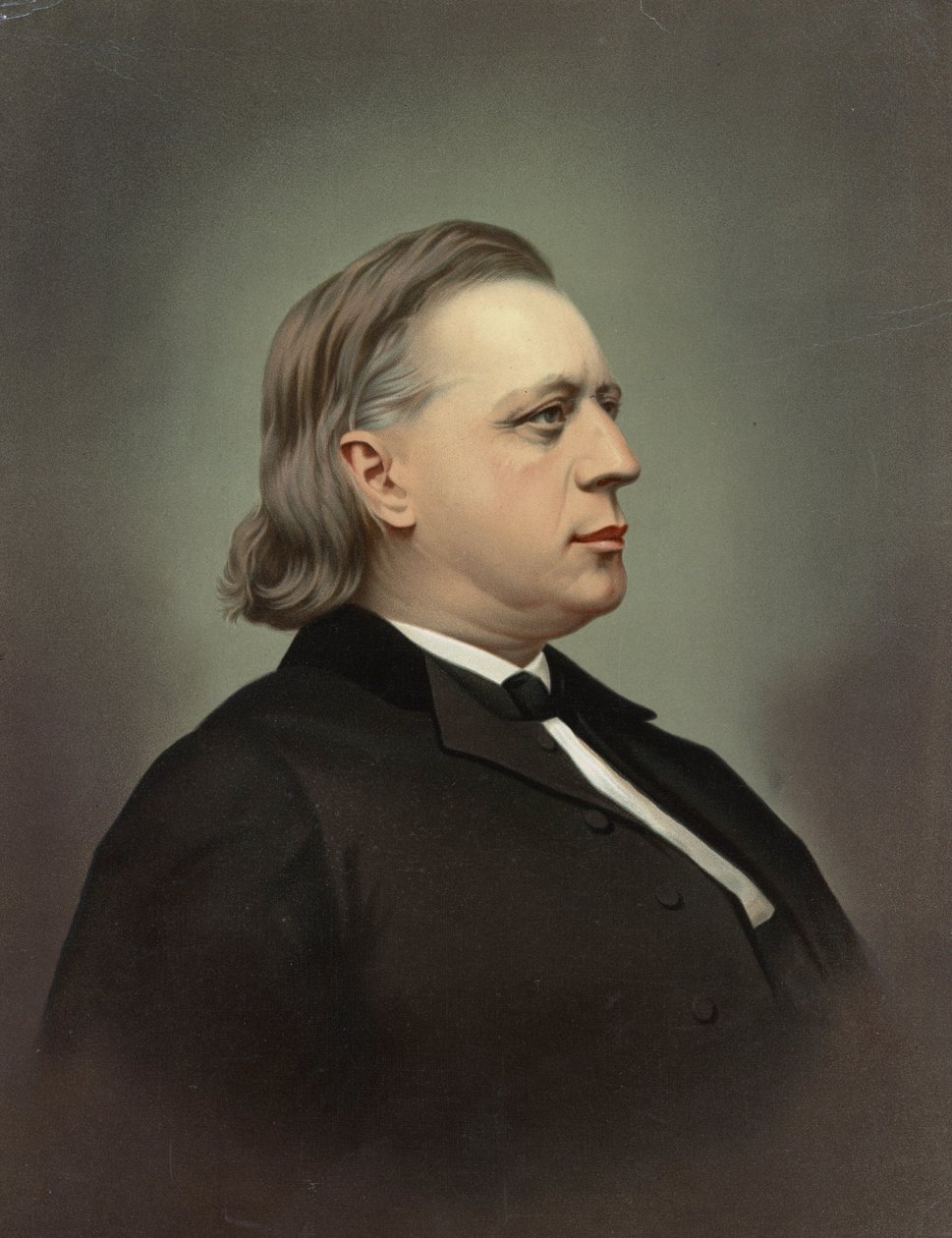 Porträtt av Henry Ward Beecher (1813-1887) av Rockwood & Co. Chromolithography, ca. 1871, Privat samling av Unknown artist