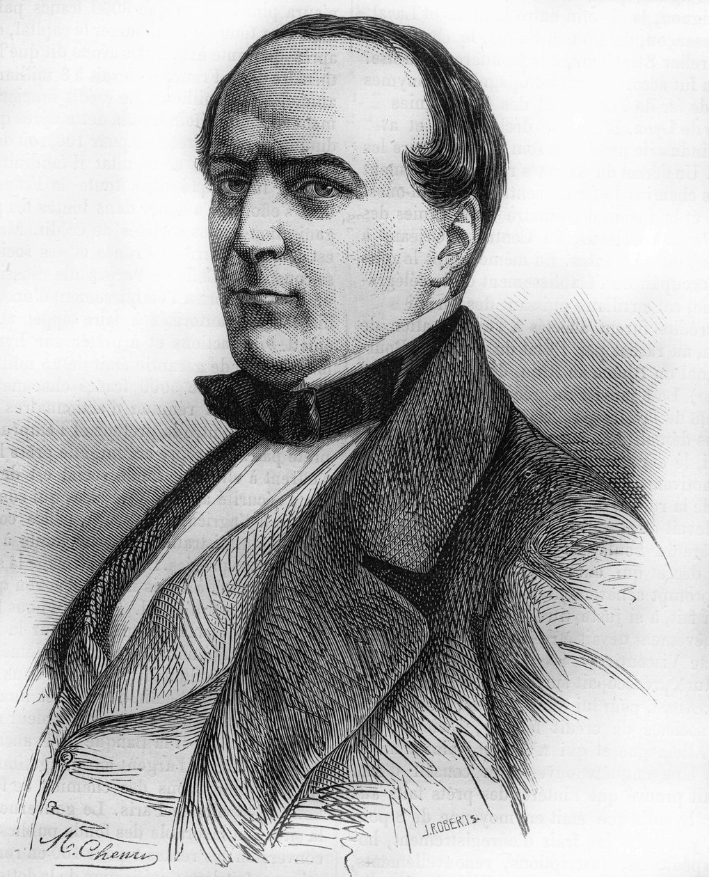 Porträtt av Hippolyte Fortoul (1811-1856). marinminister och minister för offentlig undervisning. Gravyr från 1866. av Unknown artist