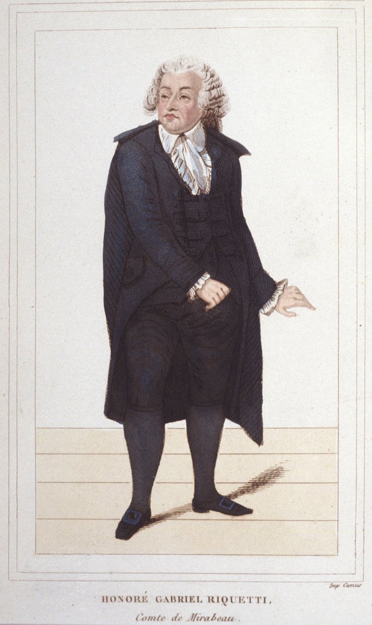 Porträtt av Honore Gabriel (Honore-Gabriel) Riqueti, jarl av Mirabeau (1749-1791), fransk politiker. gravyr från 1830 av Unknown artist