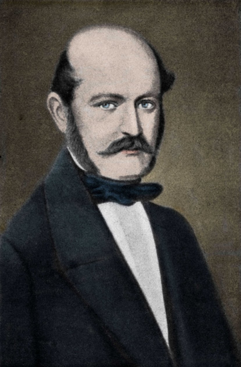 Porträtt av Ignaz Philip Semmelweis (Semmelweiss), ungersk obstetriker (1818-1865). av Unknown artist