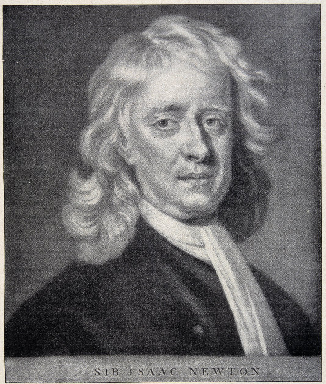 Porträtt av Isaac Newton nära originalet bevarat vid Berlins observatorium. av Unknown artist