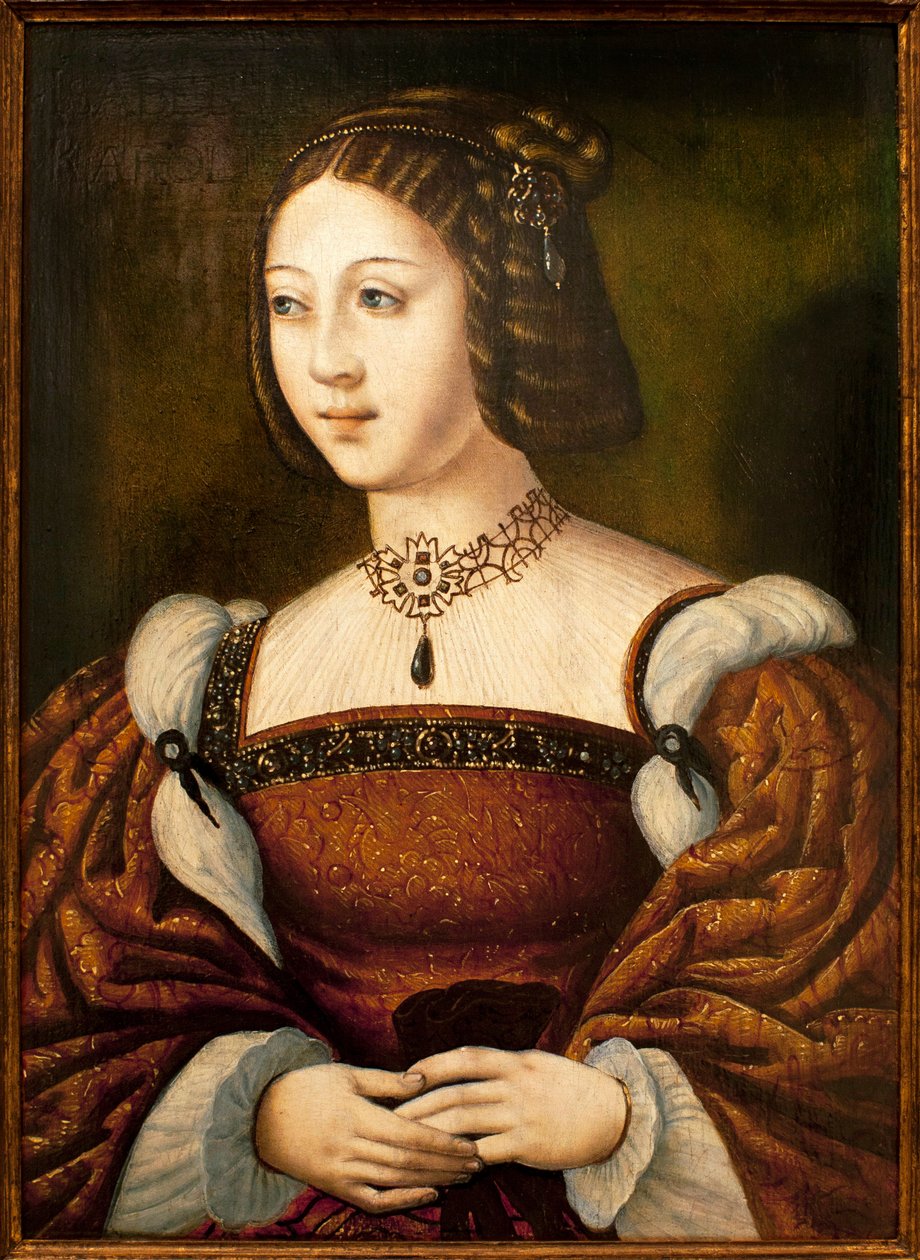 Porträtt av Isabella av Portugal (1503-1539) - Målning av en anonym mästare sd ca 1526, olja på trä 40 x 29 cm, mitten av 1500-talet (Porträtt av Isabel de Portugal, av en okänd mästare, olja på panel, mitten från 1500-talet) - Museum of An av Unknown artist