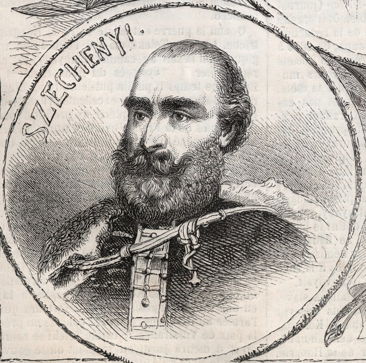 Porträtt av Istvan Szechenyi (1791-1860), ungersk politiker - Gravyr från "" The Illustrous World"" av Unknown artist