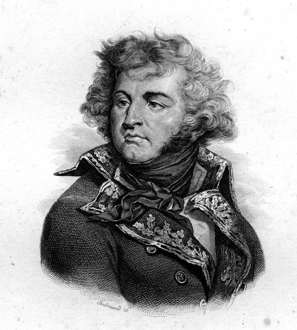 Porträtt av J.B. Kleber, född 1754, dödad 1800, gravyr från 1800-talet av Unknown artist