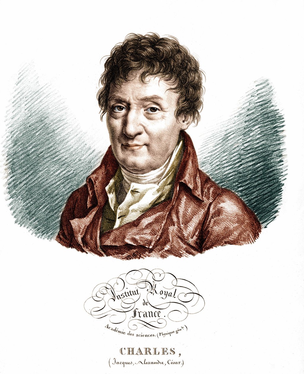 Porträtt av Jacques Alexandre Cesar Charles (1746-1823), fransk fysiker. av Unknown artist