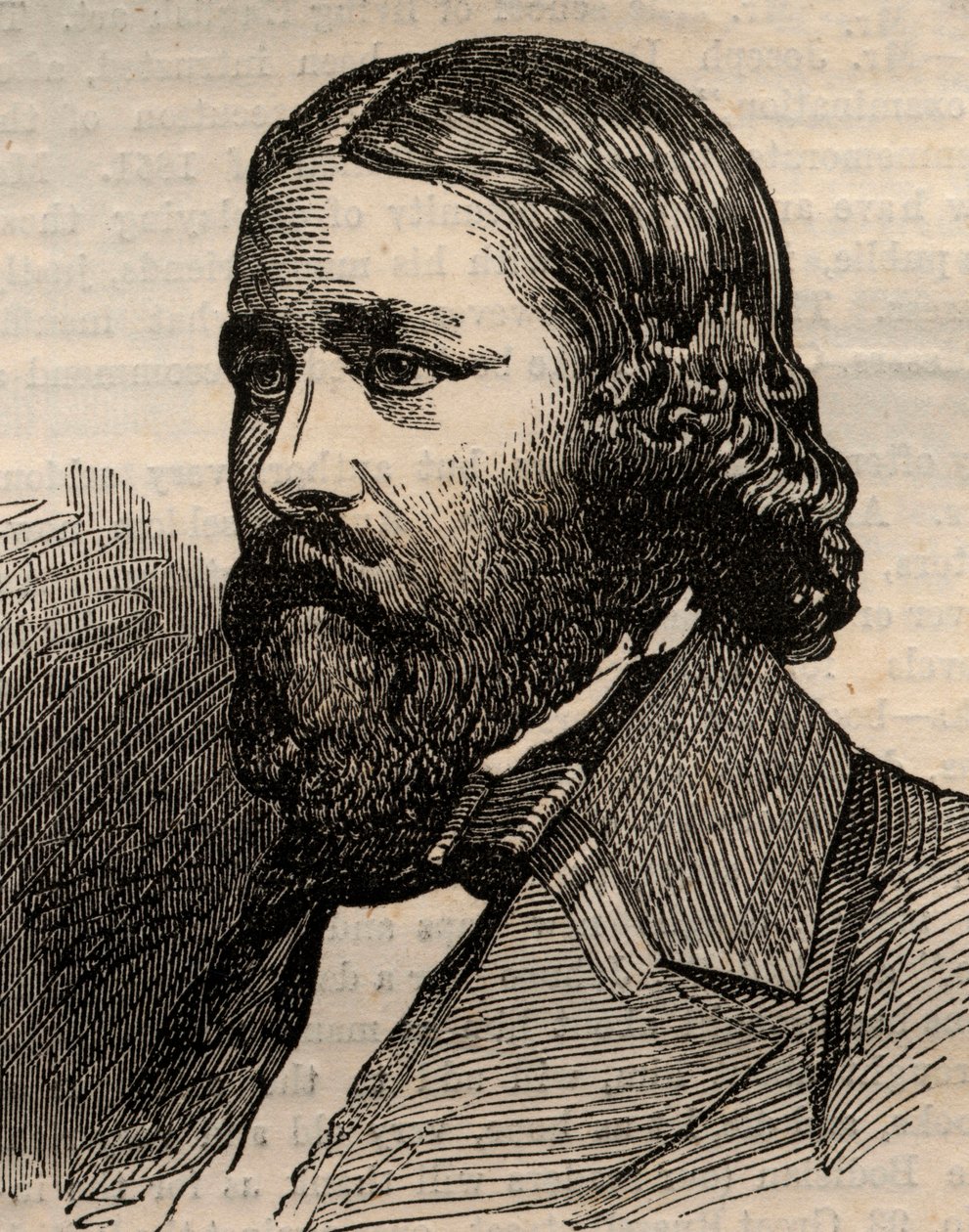 Porträtt av James Russell Lowell (1819-1891), amerikansk poet. Gravyr i "" The illustrated London News "" av 20 mars 1858. av Unknown artist