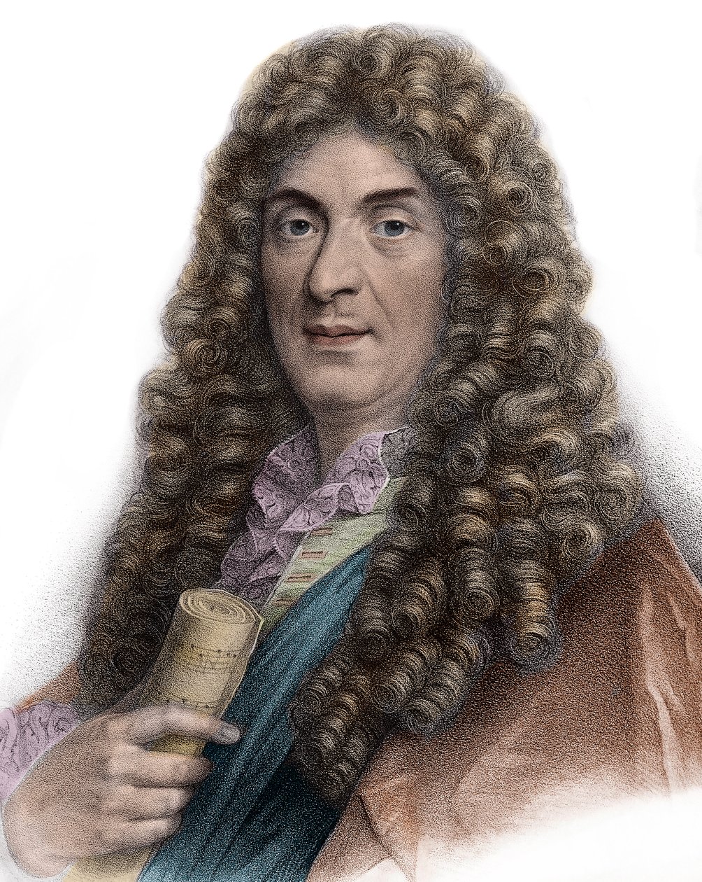 Porträtt av Jean-Baptiste Lully gravyr 1800-talet - Porträtt av Jean Baptiste (Lully (Giovanni Battista Lulli) (1632-1687) av Unknown artist