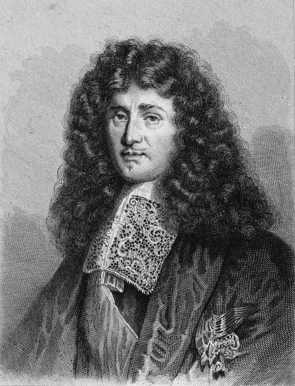 Porträtt av Jean Baptiste (Jean-Baptiste) Colbert (1619-1683), fransk politiker - i "Histoire des Français" av Lavallée, gravyr, sd. av Unknown artist