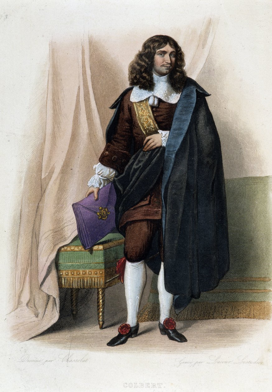 Porträtt av Jean Baptiste (Jean-Baptiste) Colbert (1619-1683), fransk statsman (1619 - 1683) - i "" Le Plutarque francais", av Mennechet av Unknown artist