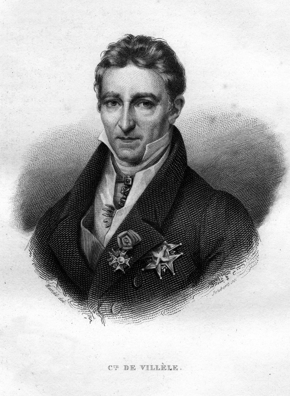 Porträtt av Jean Baptiste (Jean-Baptiste) Comte de Villele, fransk politiker (1773 - 1854) av Unknown artist