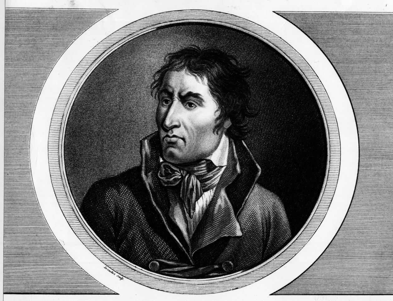 Porträtt av Jean Baptiste Carrier (1756 - 1794), fransk politiker. Gravyr i "" Komplett samling av historiska målningar från den franska revolutionen, i tre volymer.""" 1804. av Unknown artist
