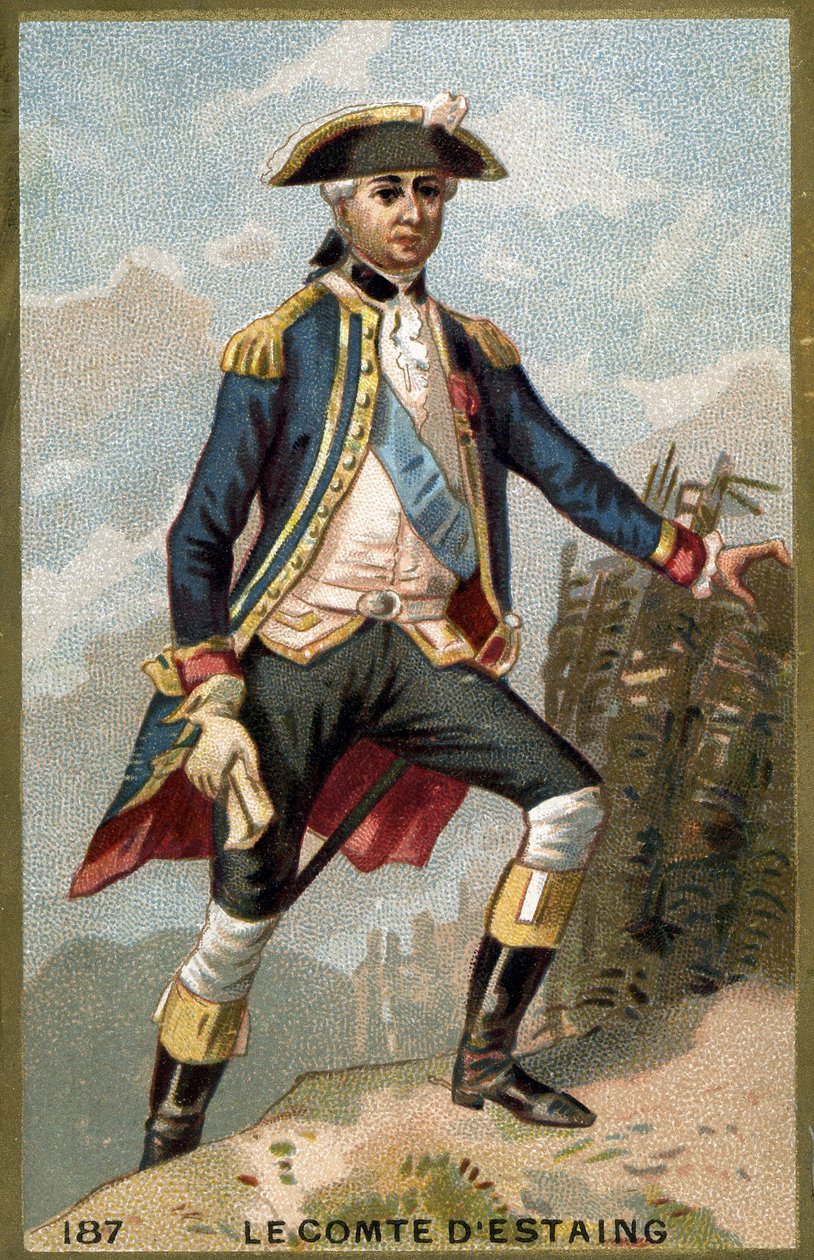 Porträtt av Jean Baptiste, greve av Estaing (1729 - 1794), fransk amiral. Kromolitografi av 1800-talet. av Unknown artist