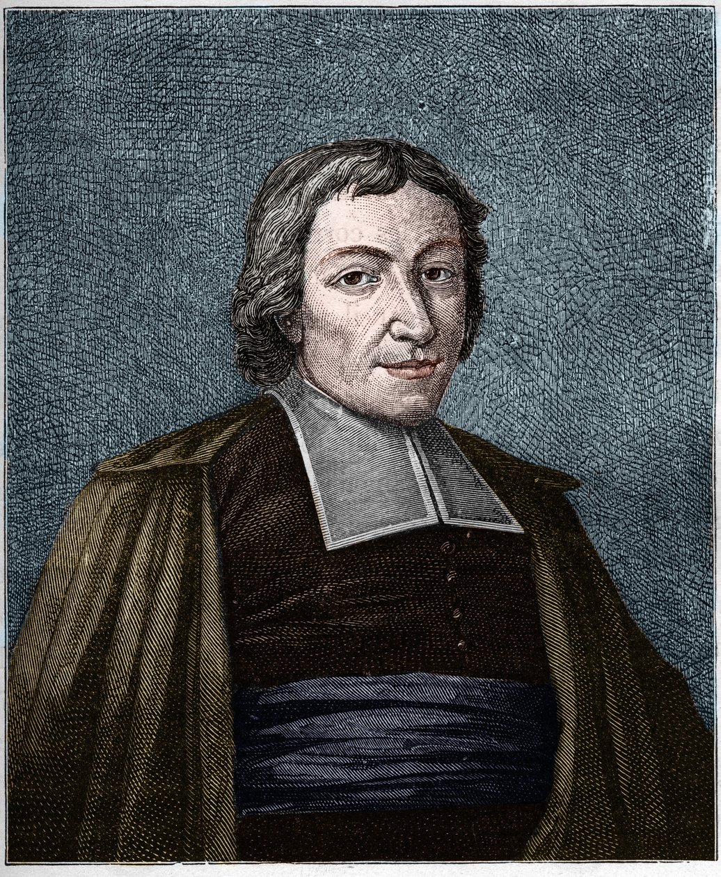 Porträtt av Jean Baptiste De La Salle (Jean-Baptiste) (1651-1719) fransk religiös, grundare av församlingen för bröderna i de kristna skolorna. Gravyr av 1800-talet. av Unknown artist