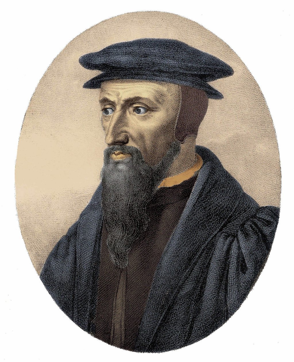 Porträtt av Jean Calvin (1509 - 1564) - gravyr av Unknown artist