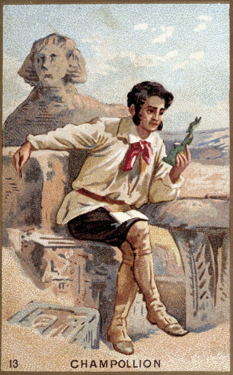 Porträtt av Jean François (Jean-Francois) Champollion, dit le Jeune (1790 - 1832) fransk egyptolog. Kromolitografi av 1800-talet. av Unknown artist