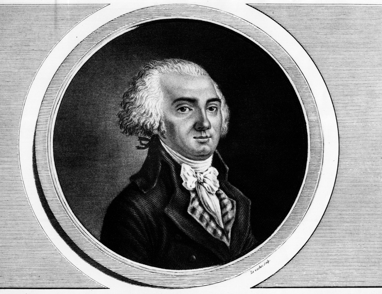 Porträtt av Jerome Petion de Villeneuve (1759-1793), ordförande för konventet och medlem av generalstaterna. Gravyr i "" Komplett samling av historiska målningar från den franska revolutionen, i tre volymer.""" 1804. av Unknown artist