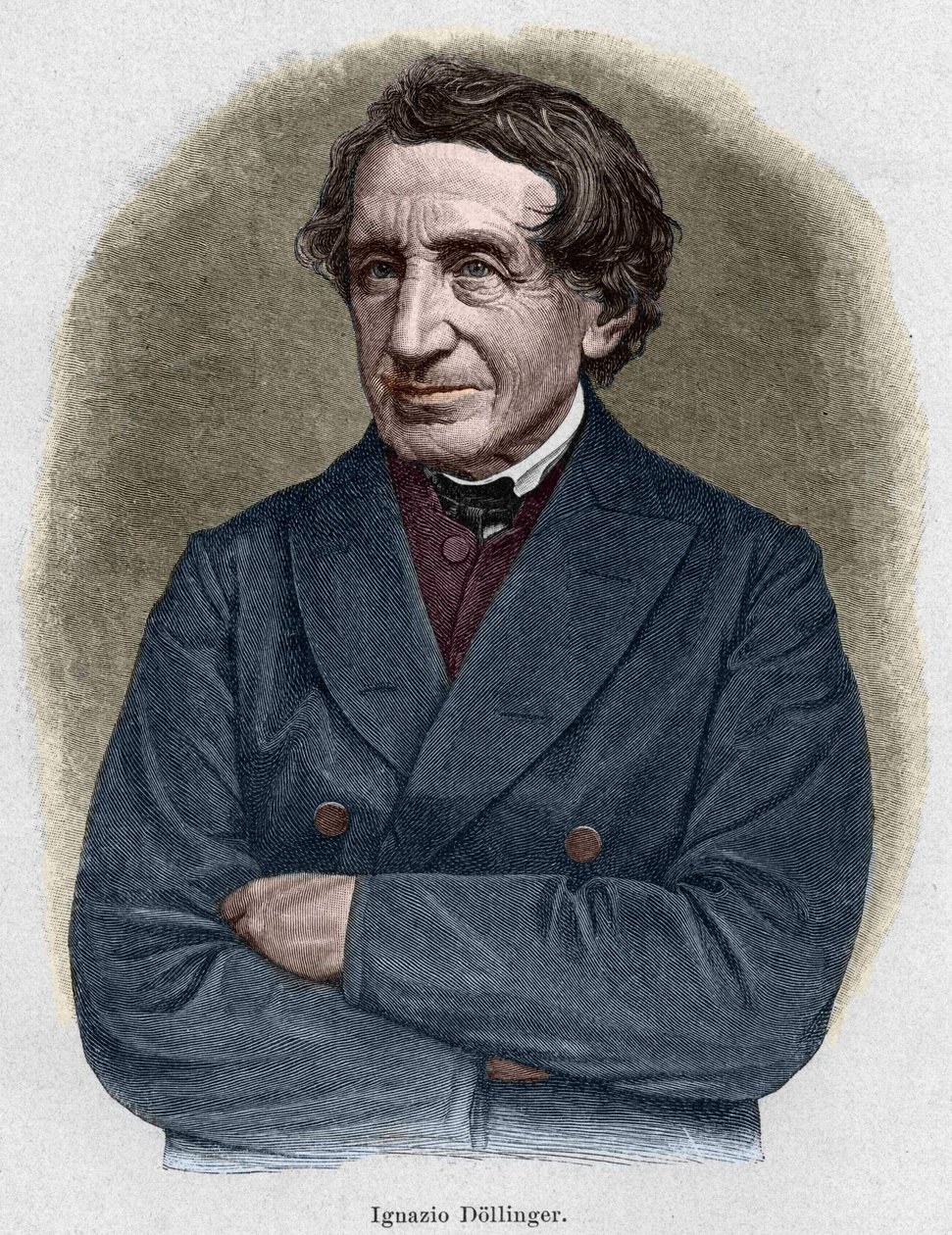 Porträtt av Johann Joseph Ignaz von Dollinger (1799 - 1890), Alllemandspräst och professor i kyrklig historia. Gravyr av 1800-talet. av Unknown artist