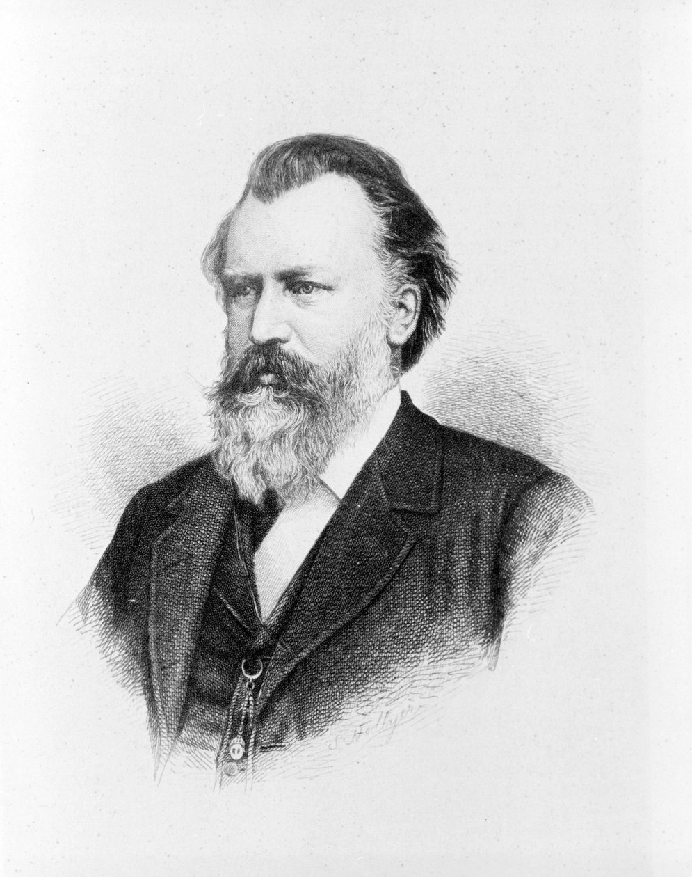Porträtt av Johannes Brahms (1833 - 1897). av Unknown artist