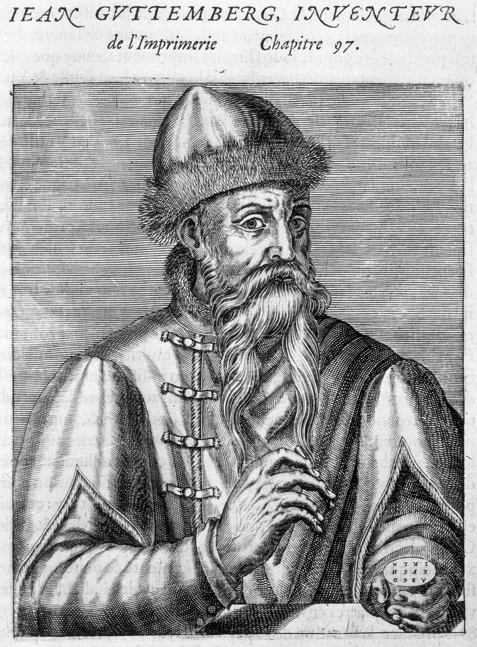Porträtt av Johannes Gutenberg (1400-1468). av Unknown artist