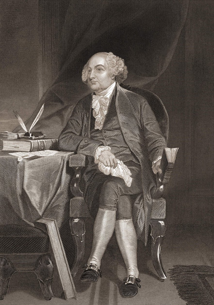 Porträtt av John Adams (1735-1826), amerikansk statsman och andra president i USA. Gravyr av 1800-talet av Unknown artist