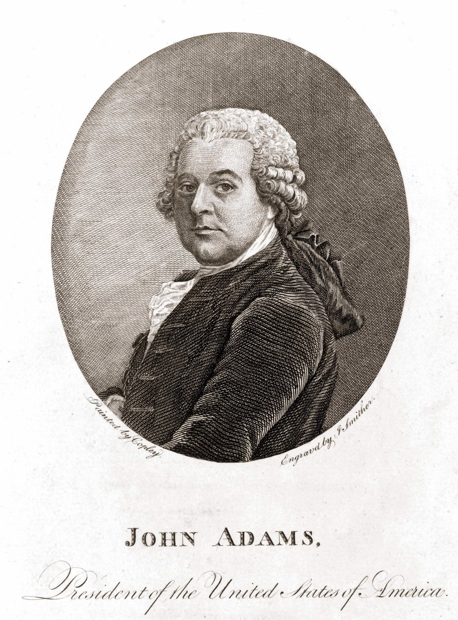 Porträtt av John Adams (1735 - 1826), USA:s andra president (1797 - 1801). Gravyr sd. 1800-talet. av Unknown artist
