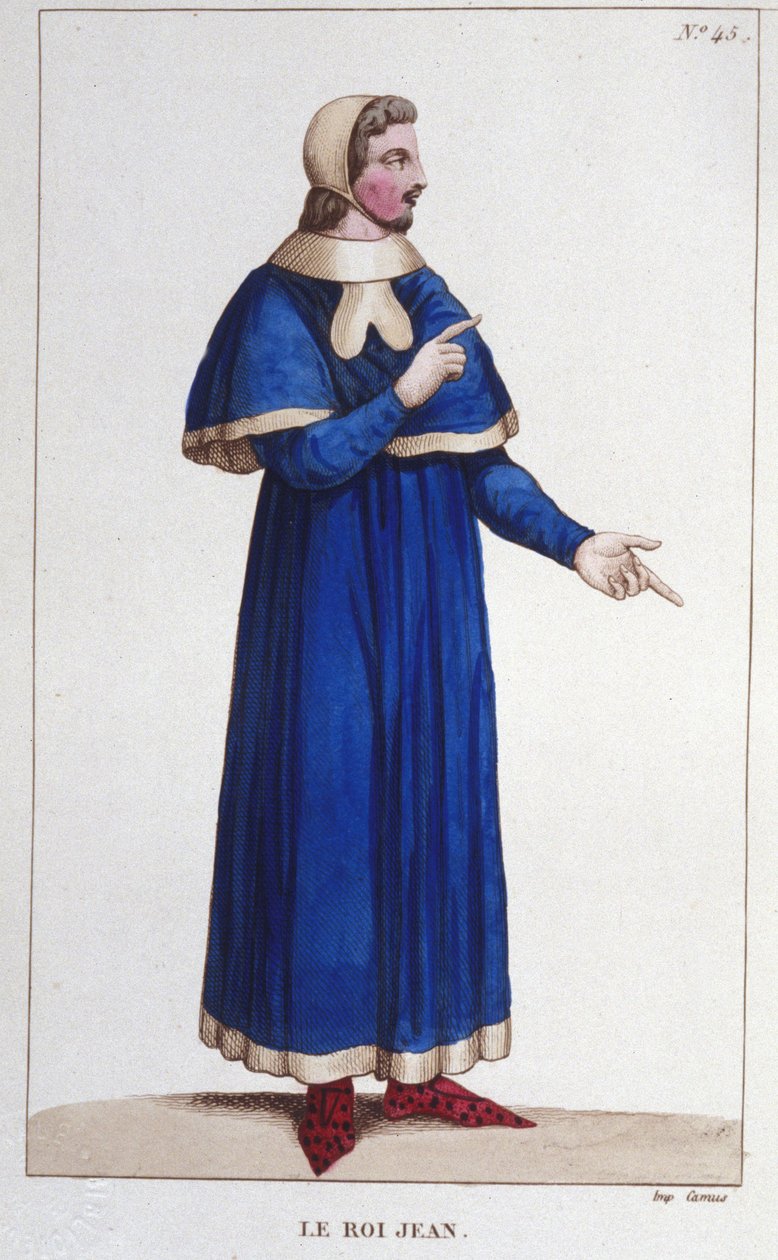 Porträtt av Johannes II den gode (1319 - 1364), kung av Frankrike gravyr från 1830 av Unknown artist