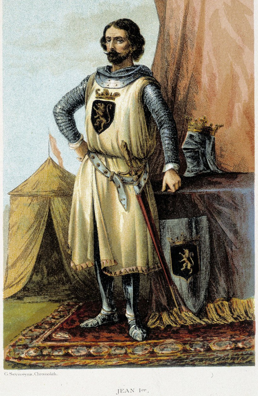 Porträtt av Johannes I, känd som den segerrike (1268-1294), hertig av Brabant. Kromolitografi av 1800-talet. av Unknown artist