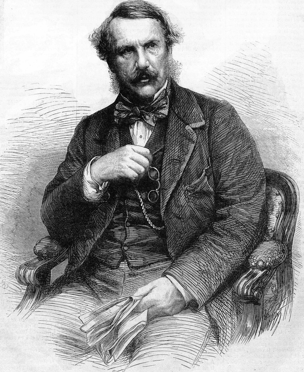 Porträtt av John Laird Mair Lawrence. Brittisk administratör (1811 till 1879). guvernör i engelska Indien; Gravyr 1864. av Unknown artist